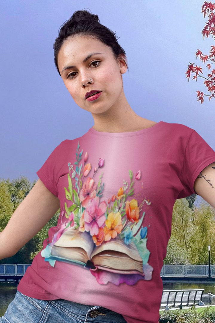 Floral Book All Over Print T-shirt product image (1)