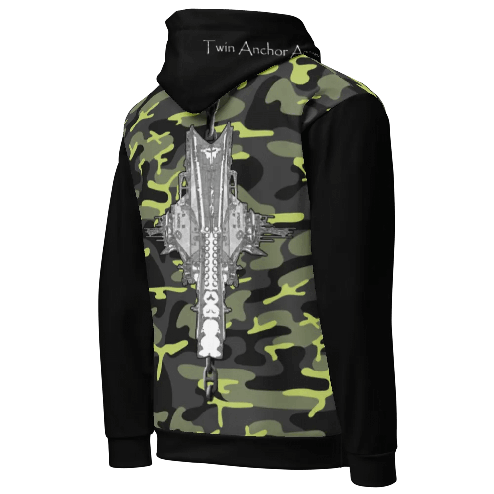 black & Green Camouflage Foss double tug Sketch Hoodie product image (6)