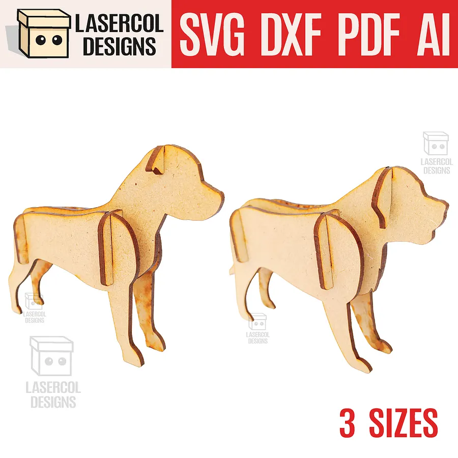 Dogs 3d Puzzle (3 Sizes) Set 4 - Laser Cut Files product image (1)