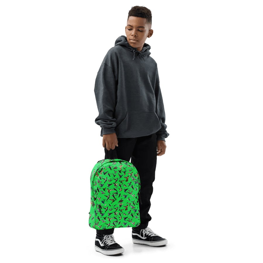 vibrant green hummingbird Backpack for the young at heart product image (6)