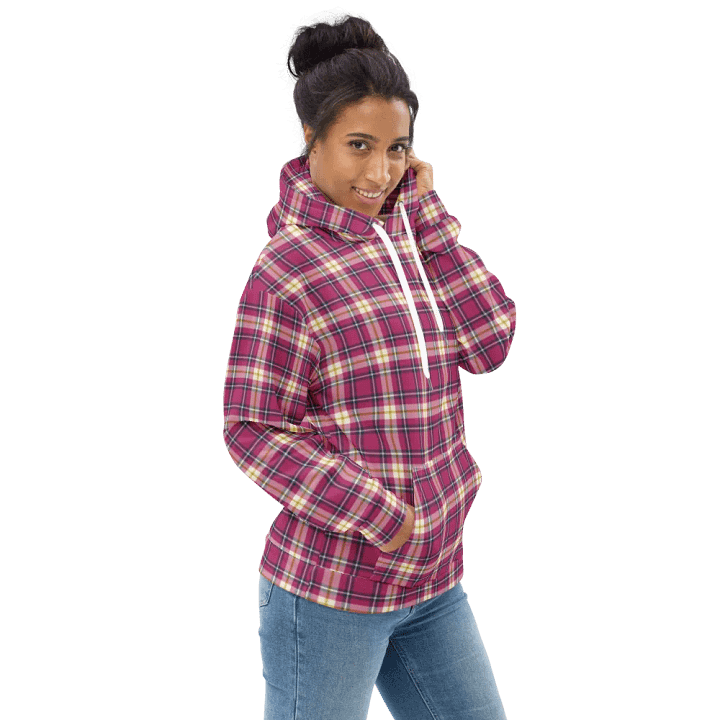 Hot Pink and Navy Blue Plaid Hoodie product image (1)