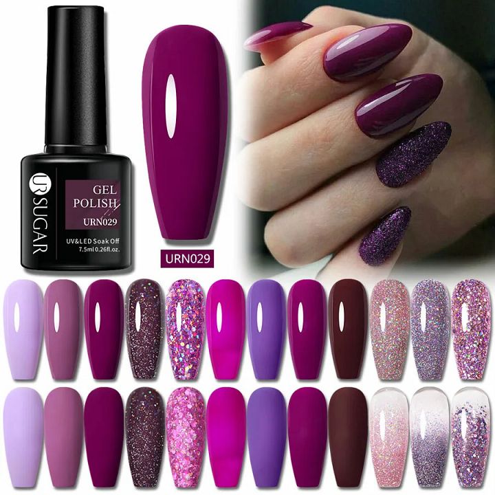 UR SUGAR Christmas Purple Gel Nail Polish Sequins UV LED Matte Varnish Base Top product image (1)