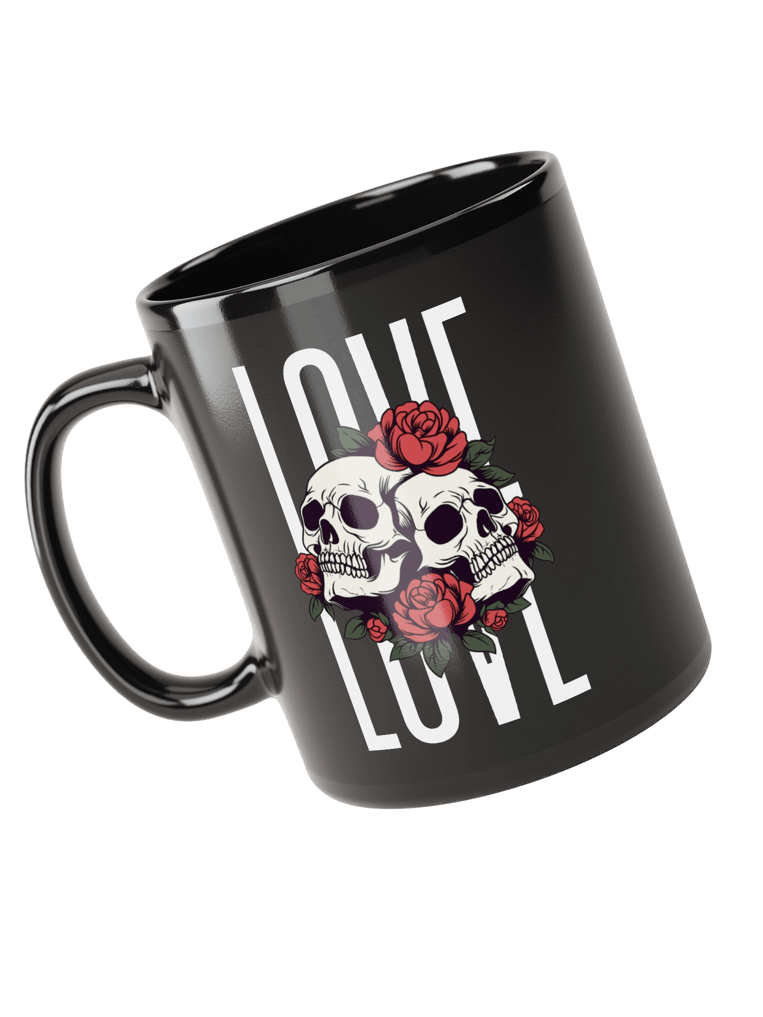 Roses & Skulls Black Coffee Mug product image (4)