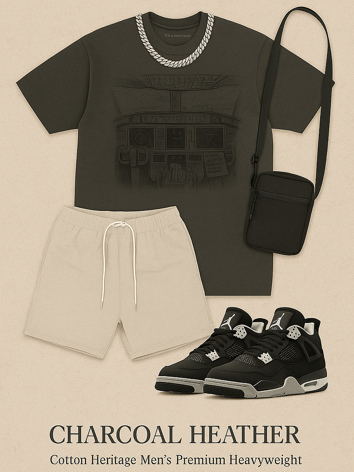 FLIGHT MODE- Washed Cockpit Tee (Charcoal Heather | Cotton Heritage Premium) product image (2)