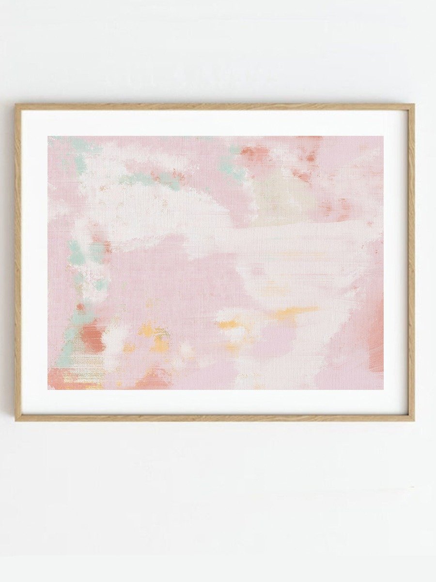 Abstract Print Pink and White Unframed Print Blush Pink Wall Art Poster product image (2)