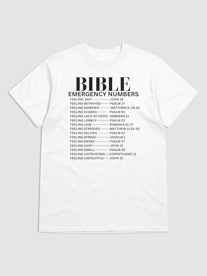 BIBLE EMERGENCY NUMBERS T-SHIRT product image (1)
