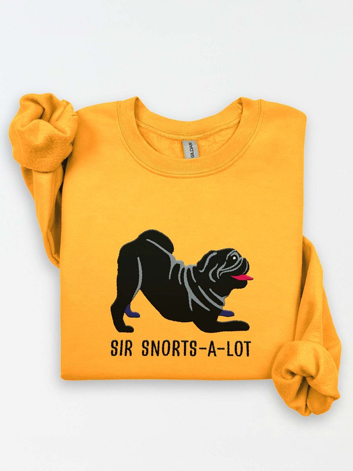 Sir Snorts-A-Lot Sweatshirt (Embroidered) of a Pug(Black) product image (1)