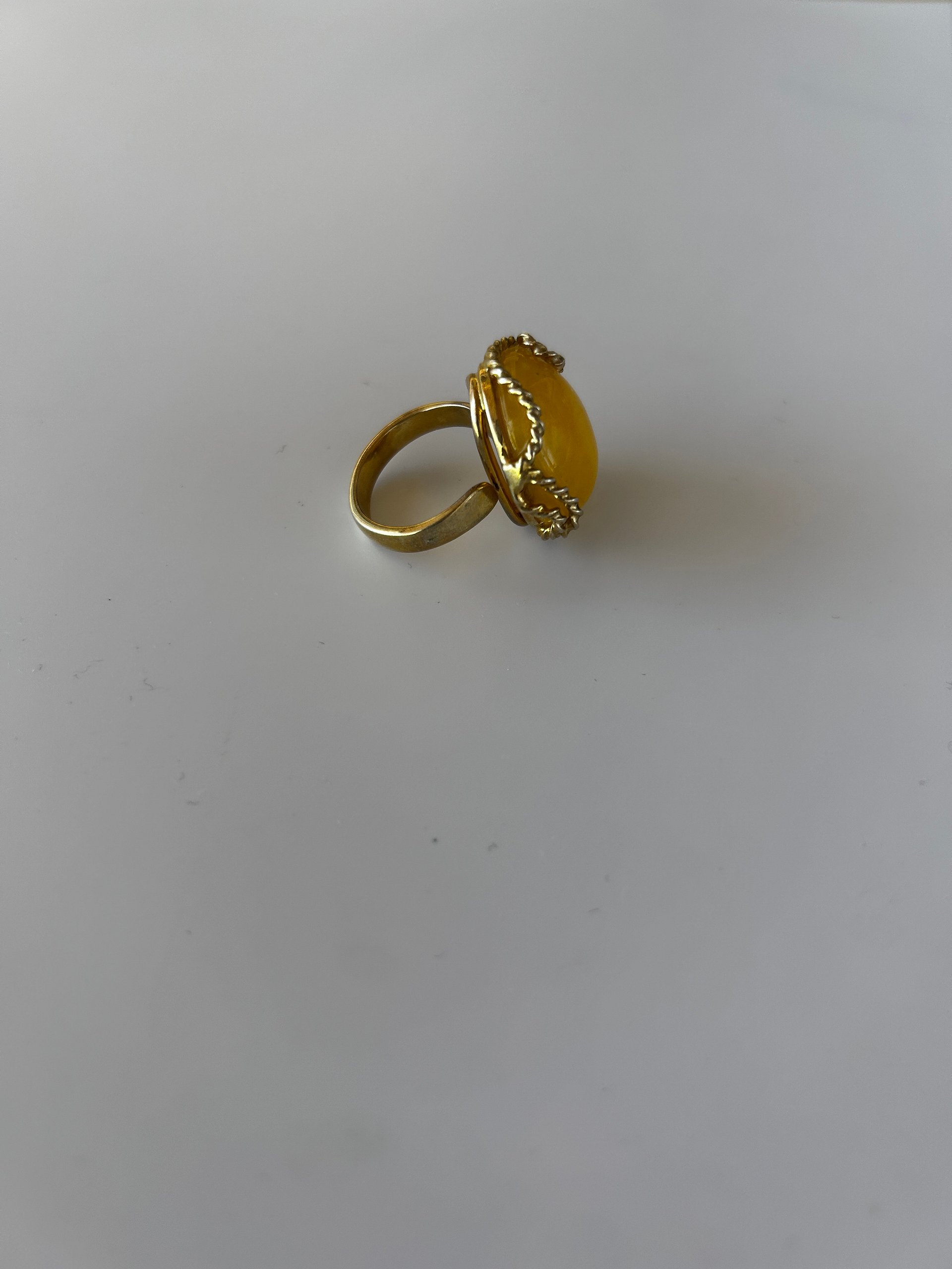 Baltic Egg Yolk Amber 925 Sterling Silver Twisted Swirl Design Adjustable Ring product image (3)