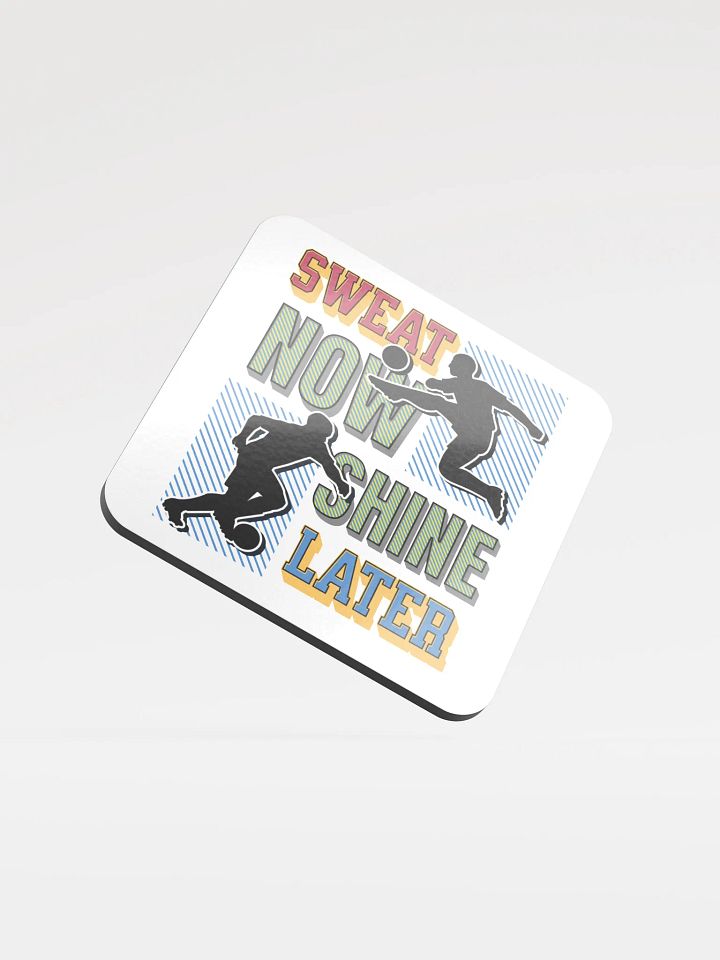 Sweat Now Shine Later Soccer Silhouette Cork Coaster Set product image (2)