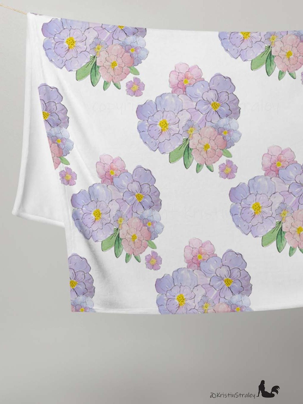 Lavender Flower Bouquet Fleece Throw Blanket product image (3)