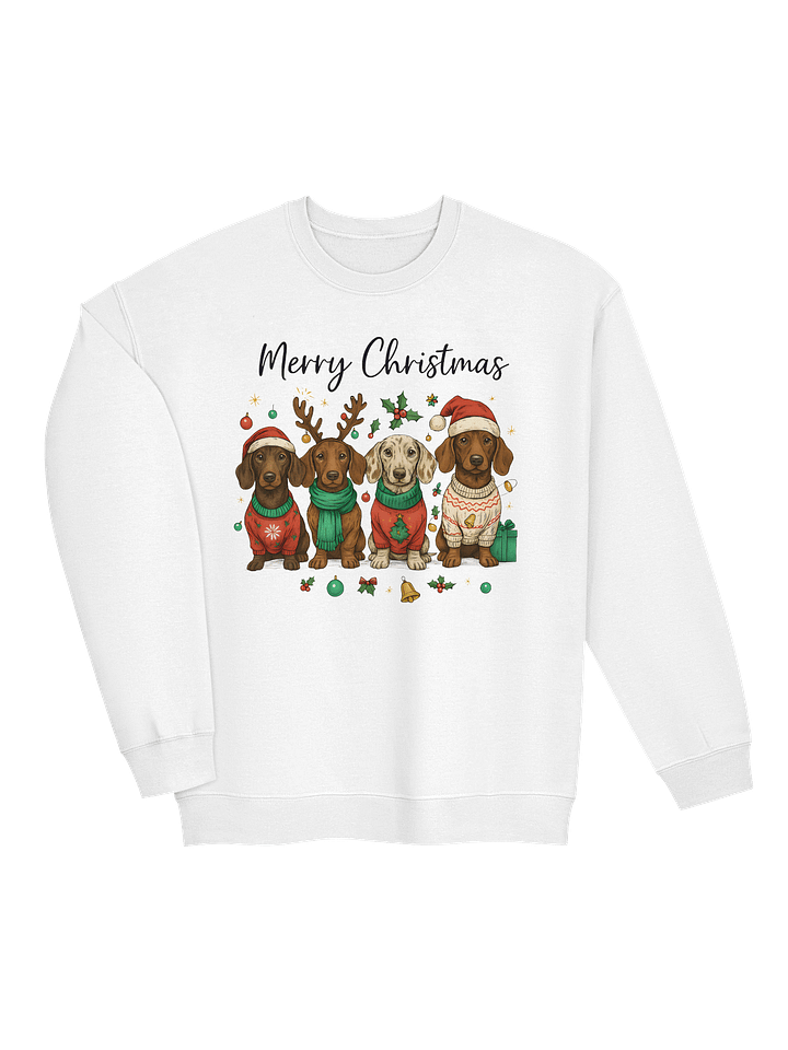 Merry Christmas Dachshund Sweater Sweatshirt – Cute Holiday Dog Art product image (2)