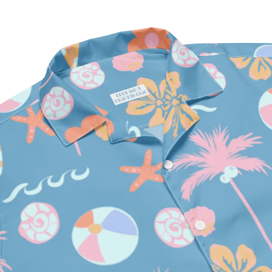 Retro Beach Blue Hawaiian Shirt product image (5)