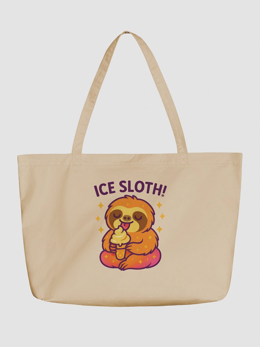 Ice Sloth! – Funny Sloth Tote Bag (Double-Sided Print) | Organic Cotton Chill Tote – Sloths Having Snacks Collection product image (1)