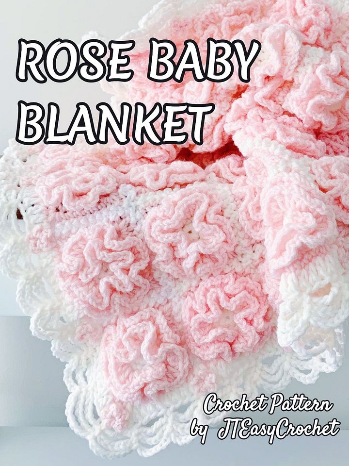 Rose Flower Baby Blanket Crochet Pattern, Floral Granny Square Throw Blanket, Boho Home Decor product image (1)