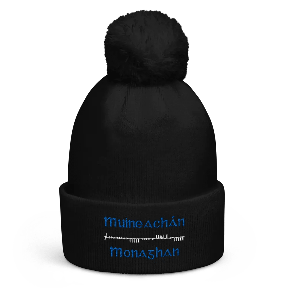 Monaghan/Muineachán Scholastic style Ogham embroidered Pom-Pom Beanie product image (1)