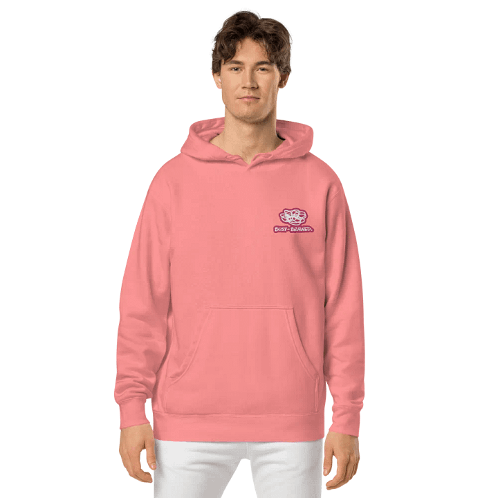 BUSY-BRAINED (L.C. pink bubble design 2) embroidered pigment hoodie product image (2)