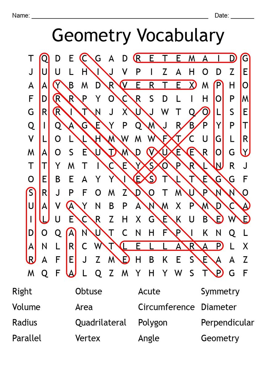 Printable Geometry Vocabulary Word Search – 16 Key Terms! product image (1)