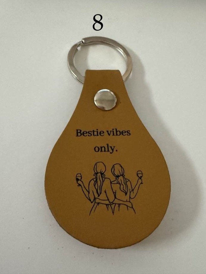 Leather Engraved Keychains – Animals, Sayings & Skull with Snake | Handmade Gift | Choose Design product image (8)