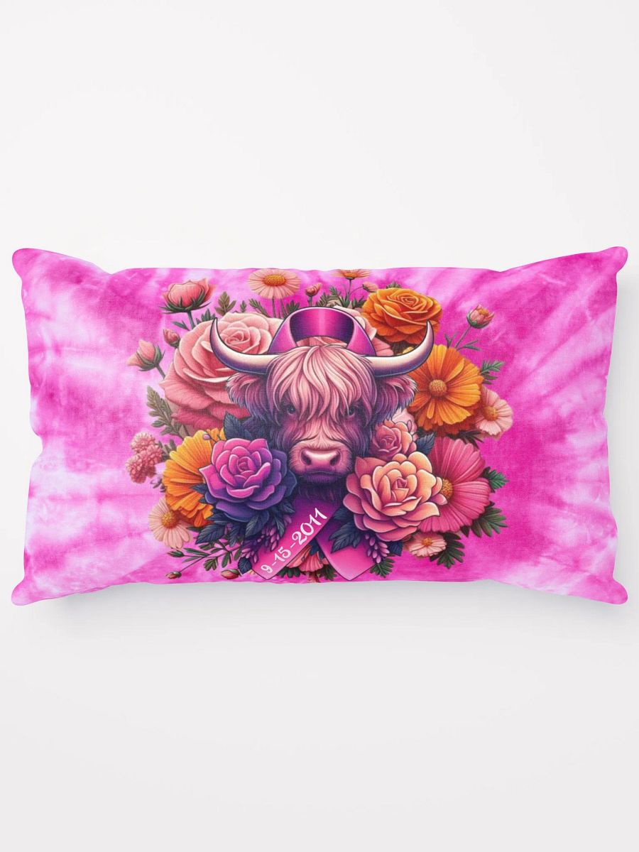 Highland Cow Blooms Breast Cancer Awareness Pillow product image (13)