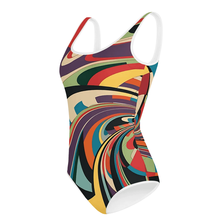 Abstract Lithographic Pattern Design Youth One Piece Swimsuit - V12 product image (4)