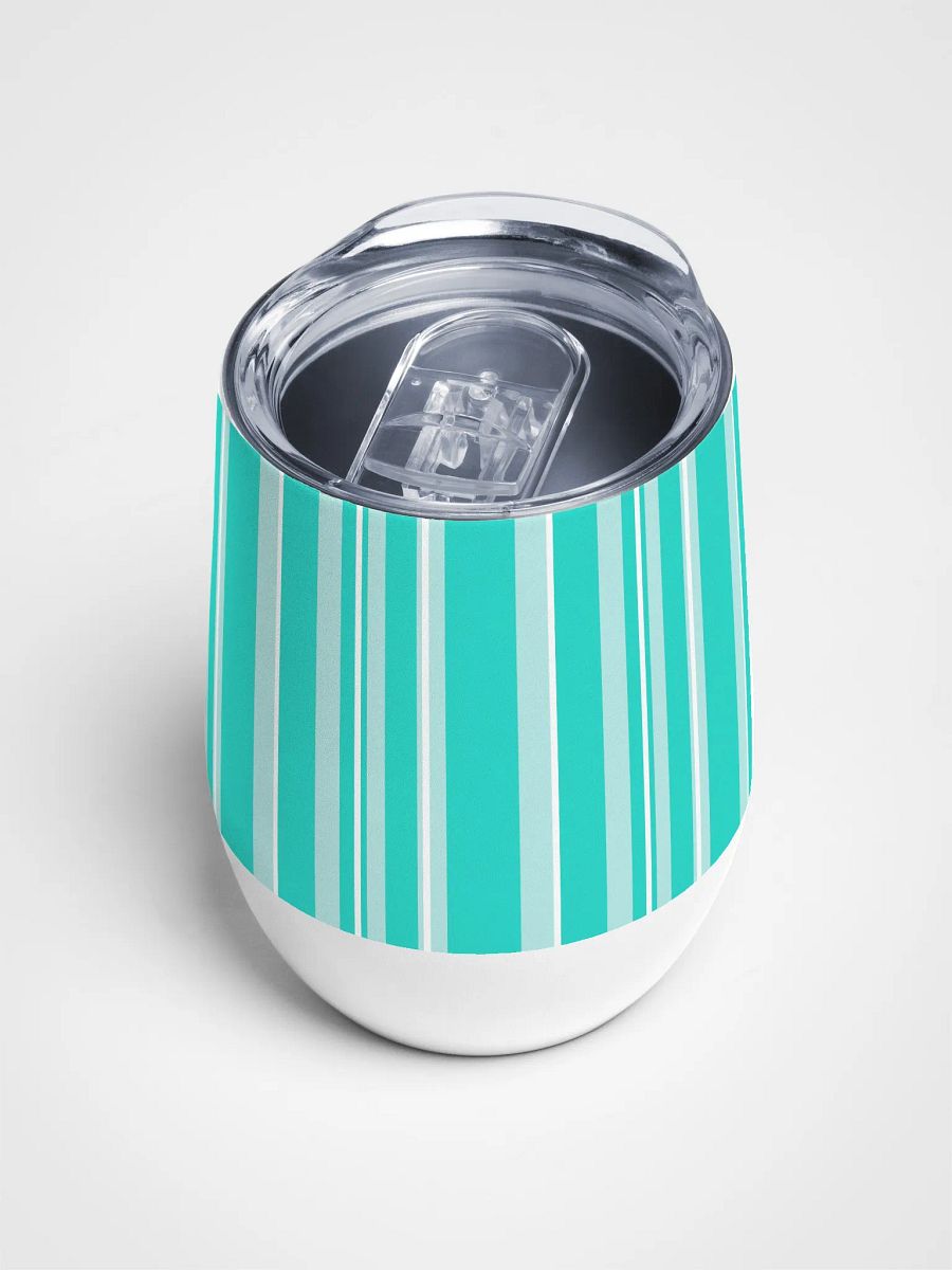 Party Time! Light Teal Stripes Wine Tumbler product image (4)