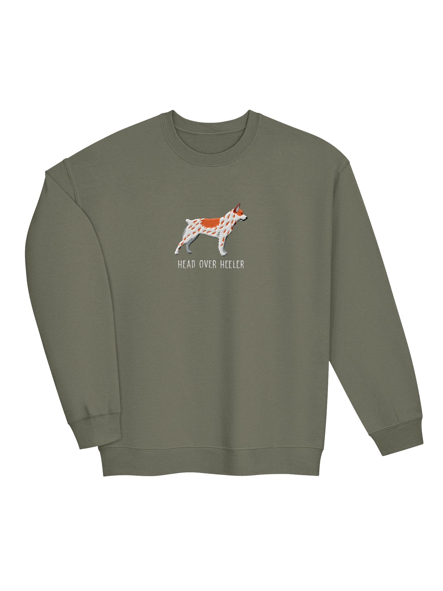 Head Over Heeler Sweatshirt (Embroidered) of an Australian Cattle Dog(Red Heeler, Docked Tail) product image (19)