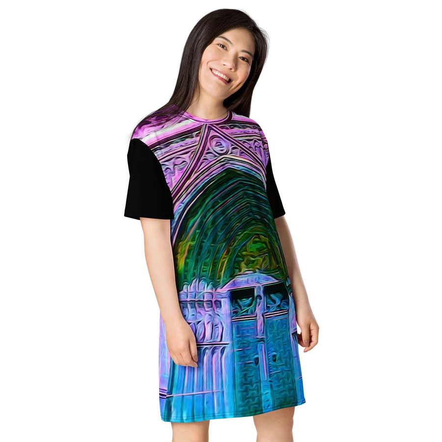 Pink and Blue Cathedral Doors Tshirt Dress product image (8)