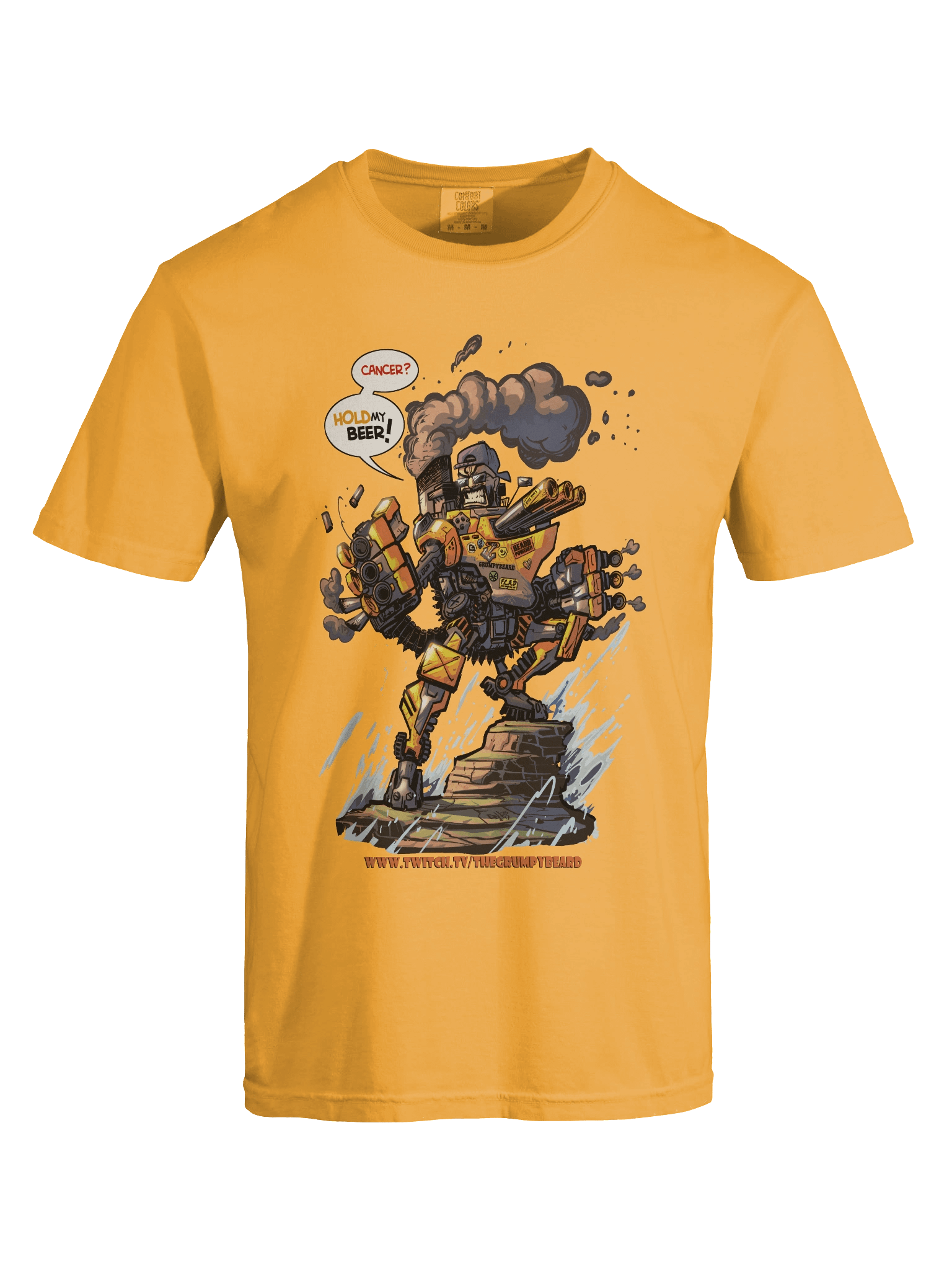 TGB - Battleship mech -PNG- "CANCER hold my BEER" T-Shirt -Relaxed fit product image (5)