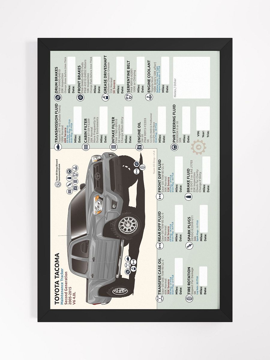 2nd GEN MAINTENANCE TRACKER V1.0 - Silver (FRAMED) product image (2)