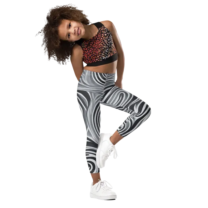 Funky Black and White Noir Liquid Tie-Dye Kid's and Toddler's Leggings product image (2)