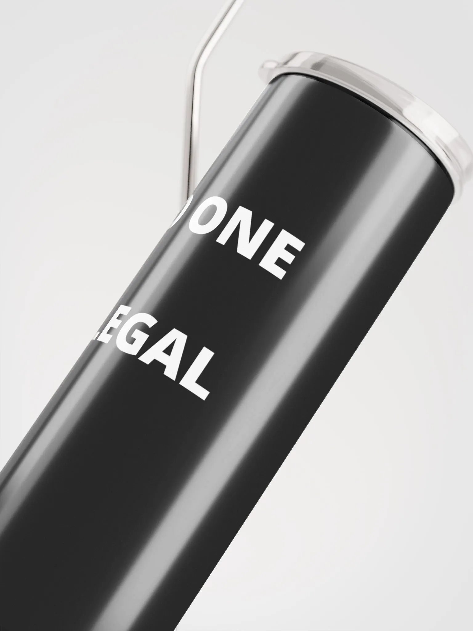 Pris - No One Is Illegal - (Black) Stainless Steel Tumbler With Metal Straw product image (5)
