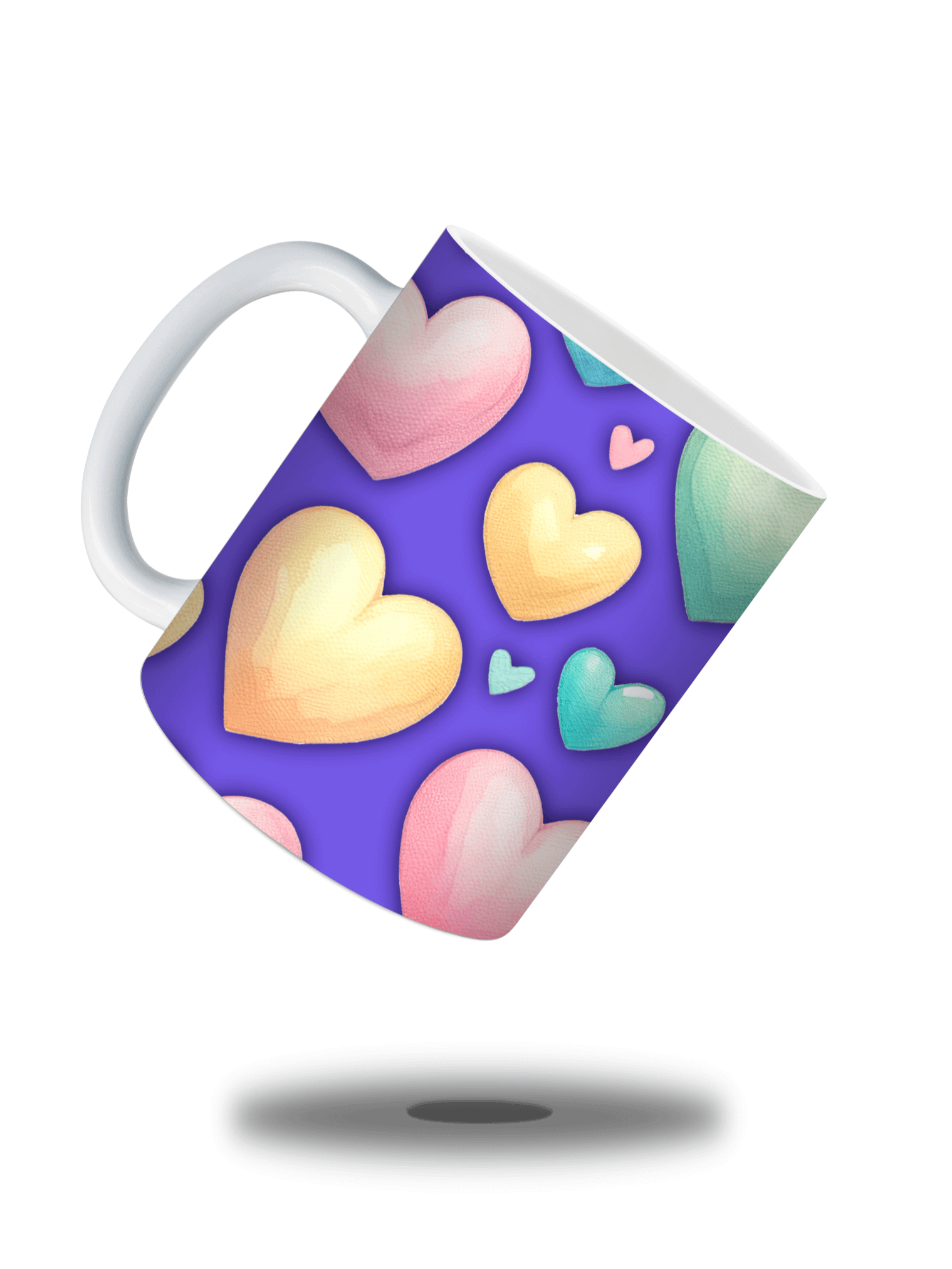 (Purple) Colorful Hearts 11oz Coffee Mug – Cute and Romantic Love-Themed Ceramic Cup – Perfect for Valentine's Day, Anniversaries, or Daily Use product image (2)
