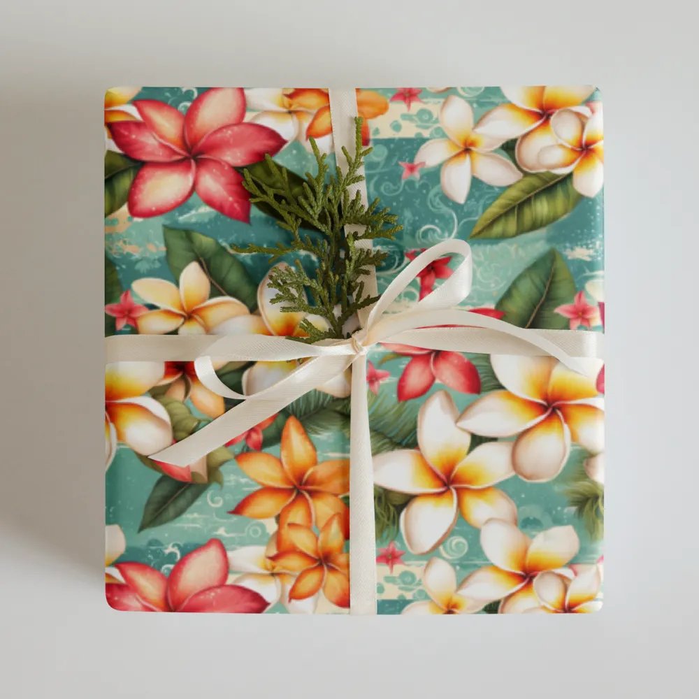 Tropical Christmas Floral Waves Wrapping Paper product image (9)