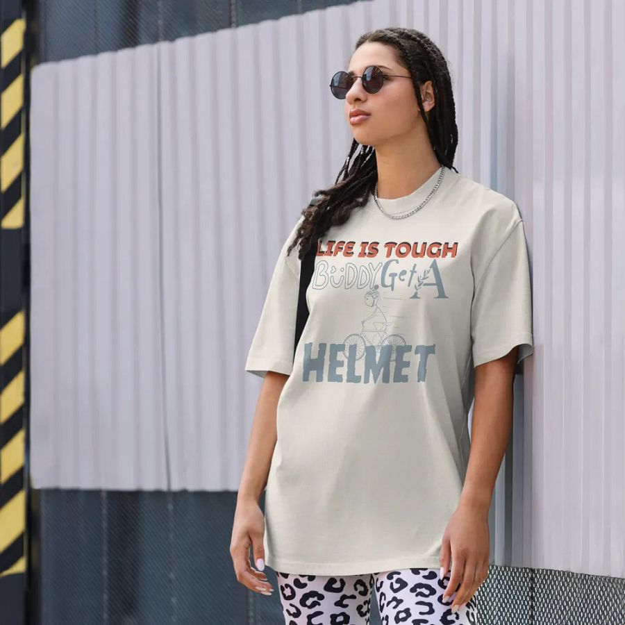 Life is tough buddy, get a helmet faded t-shirt product image (9)