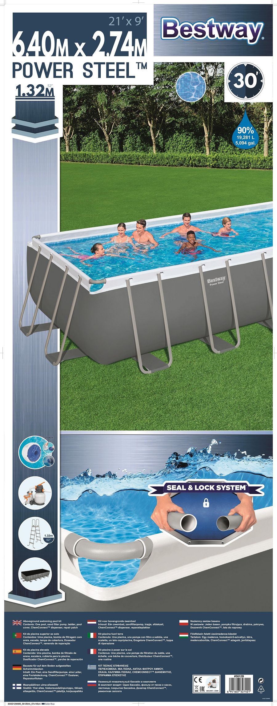 5612B Power Steel 21 ft x 9 ft x 4.3 ft (Rectangular Pool Set) product image (12)
