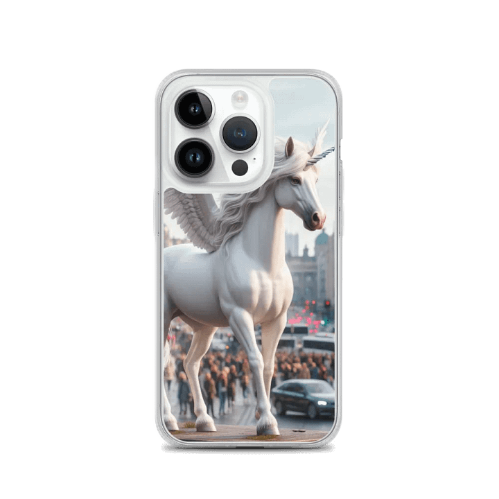 MagSafe® Clear Case for iPhone® |AI-Designed White Winged Unicorn product image (3)