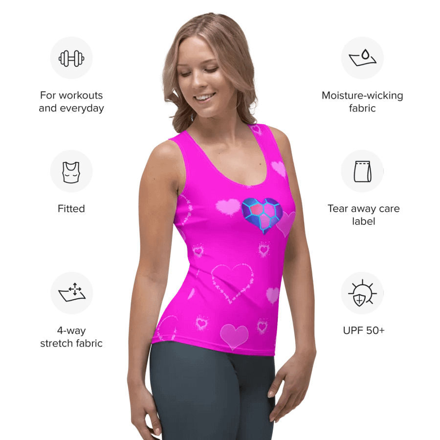 DiesmaHeart Hot Pink Hearts Tank Top product image (7)