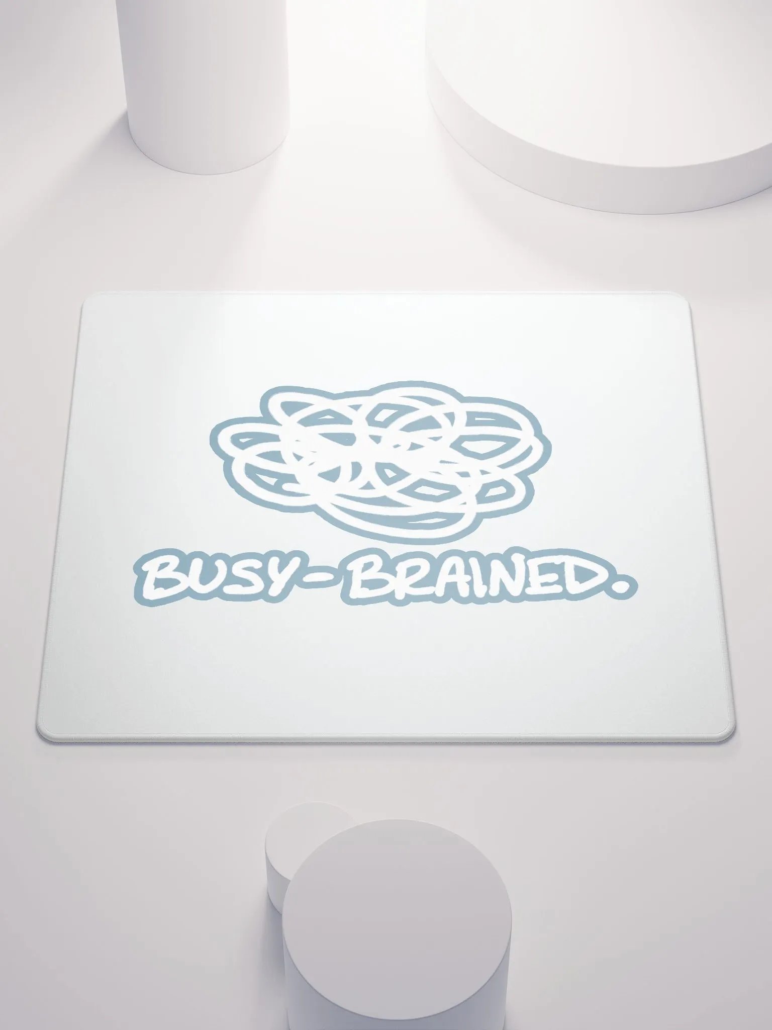 BUSY-BRAINED (lined design, #709AAF) mouse pad product image (1)