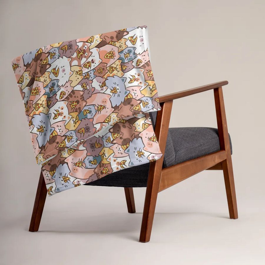 Whimsical Pizza Cats Throw Blanket product image (4)