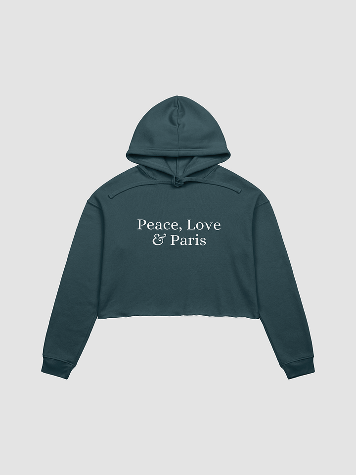 Peace, Love and Paris Cropped Hoodie | White Ink Design product image (1)