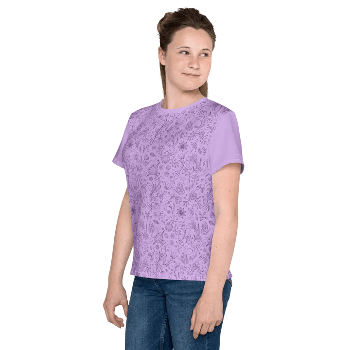 Light Purple Lilac Floral Youth T-shirt product image (2)