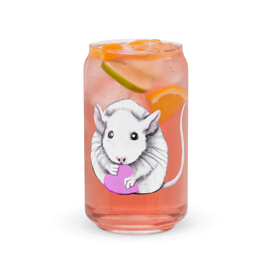 White rat holding a heart glass product image (7)