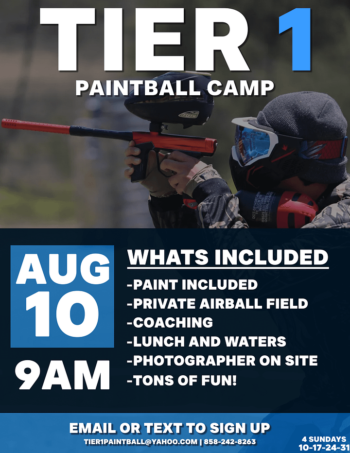 TIER 1 PAINTBALL CAMP - 1 DAY CAMP PASS (8/10) product image (1)