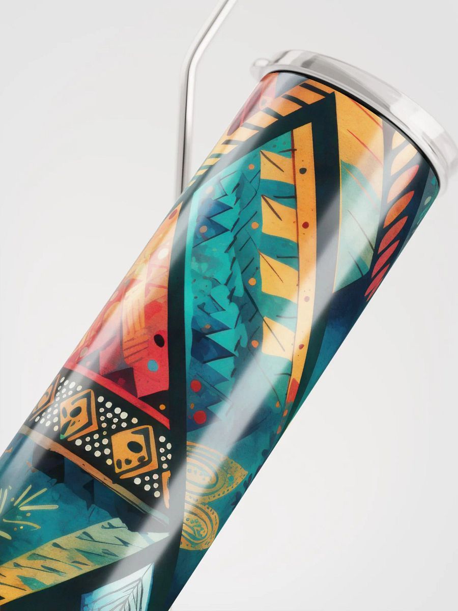 Geometric Bohemian Stainless Steel Tumbler with Reusable Straw - Eco-Friendly 20 oz Travel Mug product image (5)