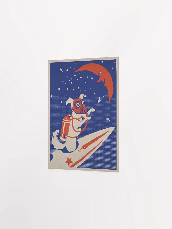 Laika, first space dog, USSR 1950s — Soviet vintage space art poster, soviet retro poster product image (7)