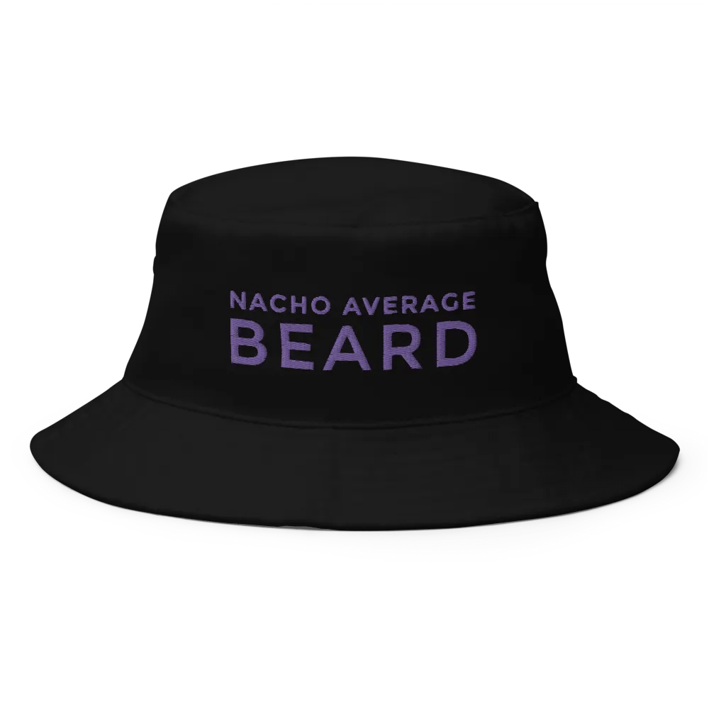 Nacho Average Beard Black Bucket Hat (Purple Embroidery) product image (1)
