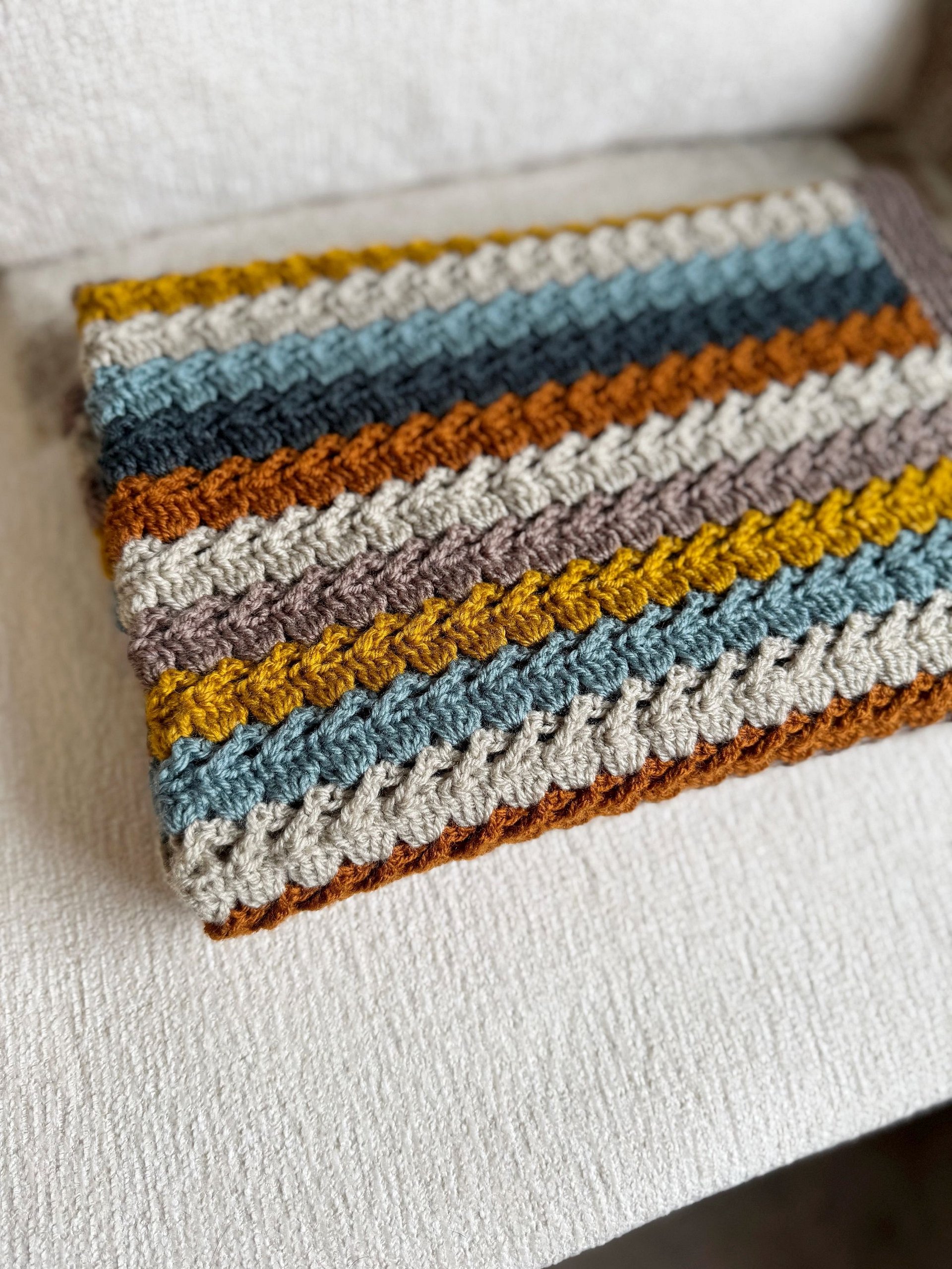 CROCHET PATTERN + VIDEO - Beginner Crochet Blanket Pattern | Easy Cabbage Patch Stitch Throw with 15 Sizes product image (6)