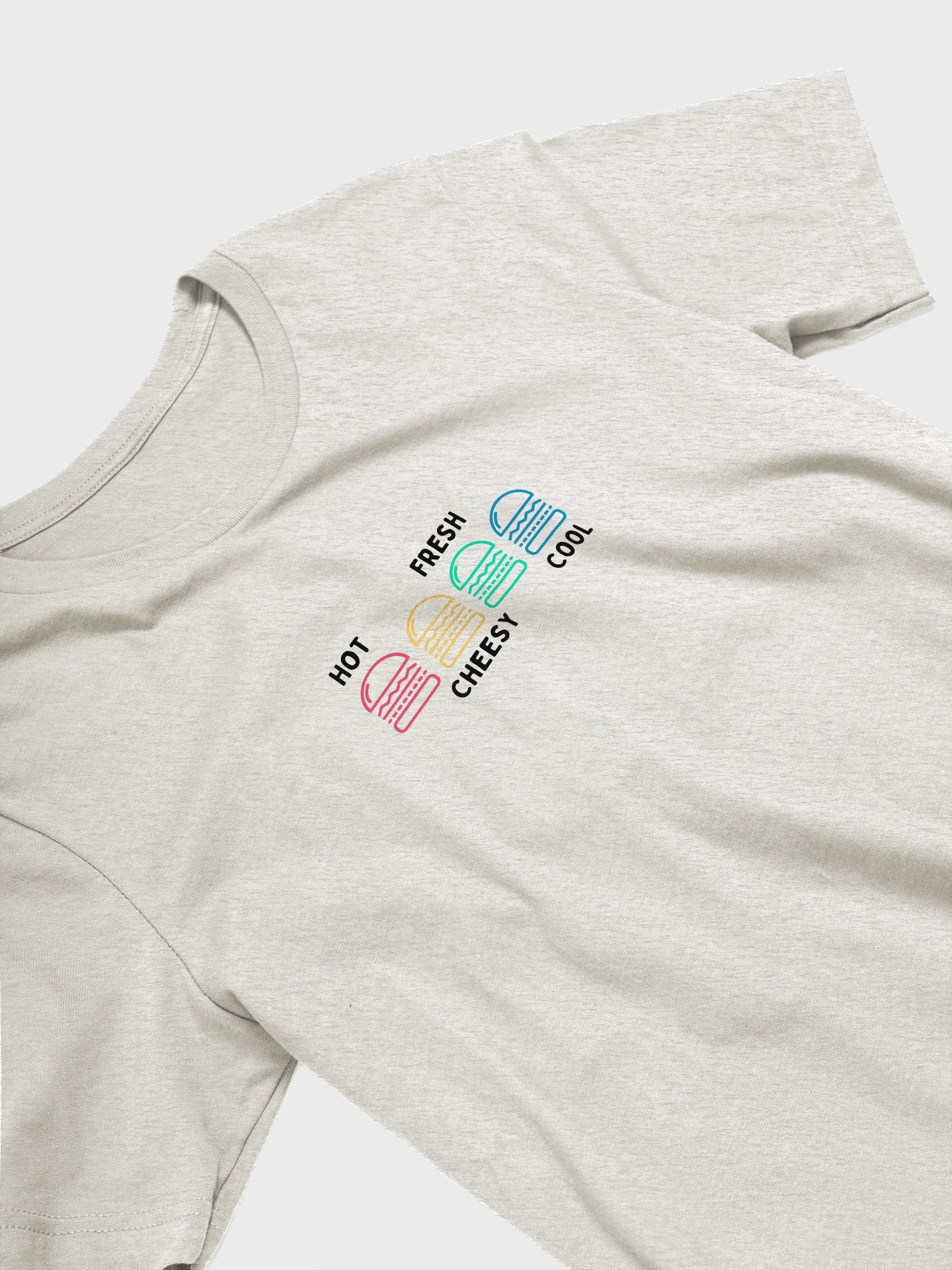 Hot, Cheesy, Fresh & Cool — Color Pop Burger T-Shirt product image (75)