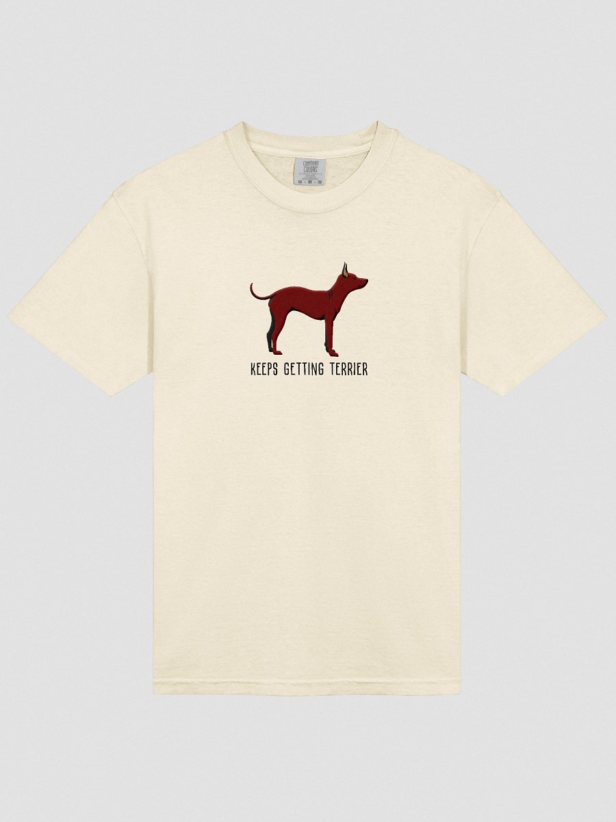 Keeps Getting Terrier T-Shirt(Embroidered) of an American Hairless Terrier(Chocolate) product image (3)
