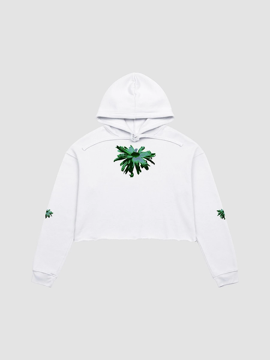 Abstract Green Floating Daisy Women's Cropped Fleece Pull Over Hoodie product image (6)